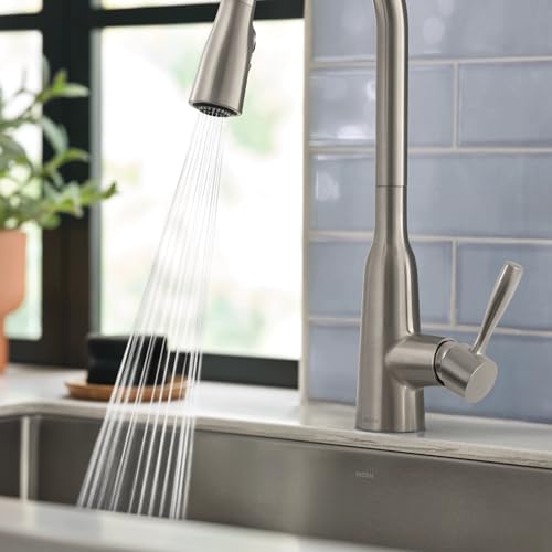 Moen Orivesi Stainless Pulldown Kitchen Faucet with Power Boost, Transitional Kitchen Faucet, One-Handle Single Hole High Arc, Easy Installation, Spot Resist Finish, 87891SRS