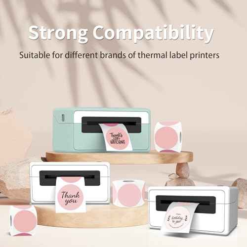 2 inch Round Thermal Label,Pink Circle Thermal Sticker Labels for Business and Home,Direct Thermal Printer Label for DIY Logo Design,Thanks Card,500 Labels/1 Roll