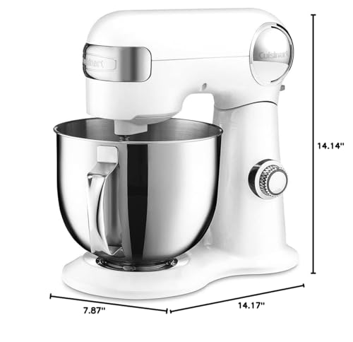 Cuisinart SM-50 Precision Master 5.5-Quart Stand Mixer White Linen Bundle with Deco Chef Pair of Red Heat Resistant Oven Mitt and 1 YR CPS Enhanced Protection Pack
