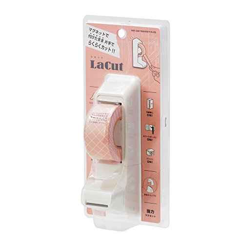 Sun-Star "Lacut" Tape Dispenser, Can be Attached to Refrigerator, Whiteboard, White