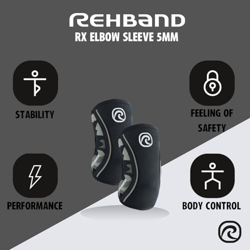 Rehband Elbow 5mm Compression Sleeve, Neoprene Elbow Sleeves for Weightlifting, Anatomical Design, Non-Slip & Close Fitting, Elbow Support Unisex, Colour:Camo - 1 Pair, Size:X-Small