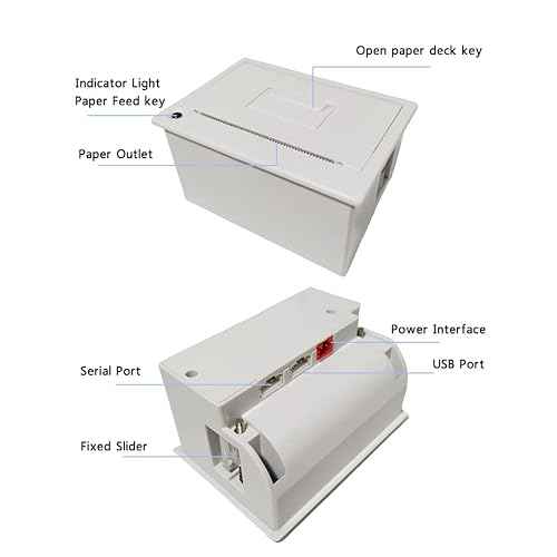 Maikrt Embedded Thermal Printer 1224V Micro Thermal Receipt Printer Serial Port Microcontroller Secondary Development MCU Printing Module TTL/RS232, C209H, 82*58*44MM, Black