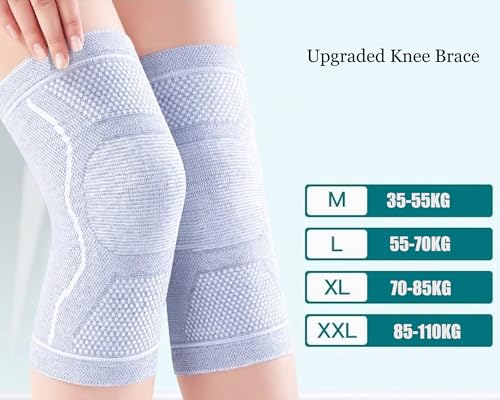 Compression Knee Sleeve for Men Women - Bamboo Charcoal Knee Brace for Sport Running (Gray, Large)
