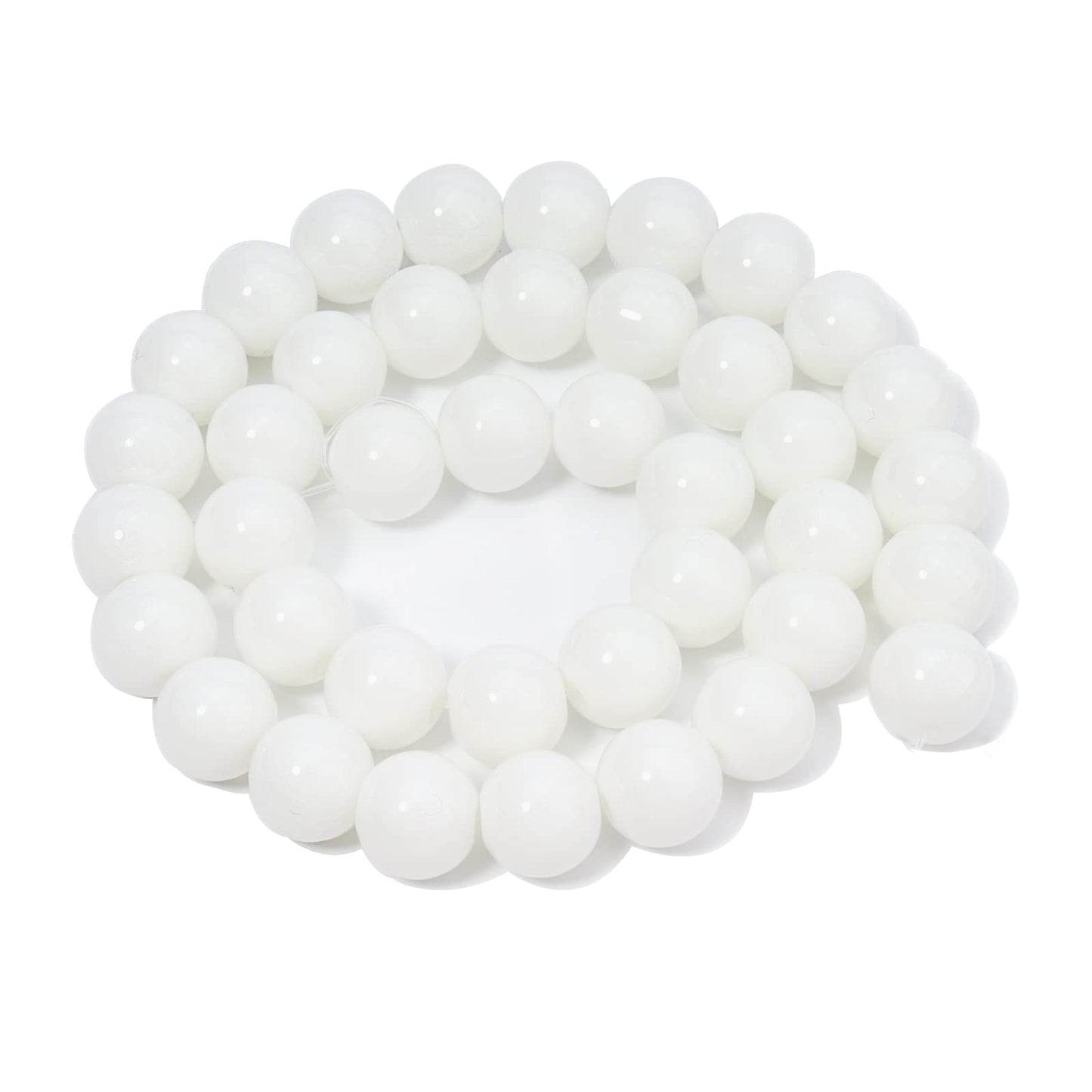 60pcs 6mm Natural Stone Beads White Jade Tridacna Beads Energy Crystal Healing Power Gemstone for Jewelry Making, DIY Bracelet Necklace