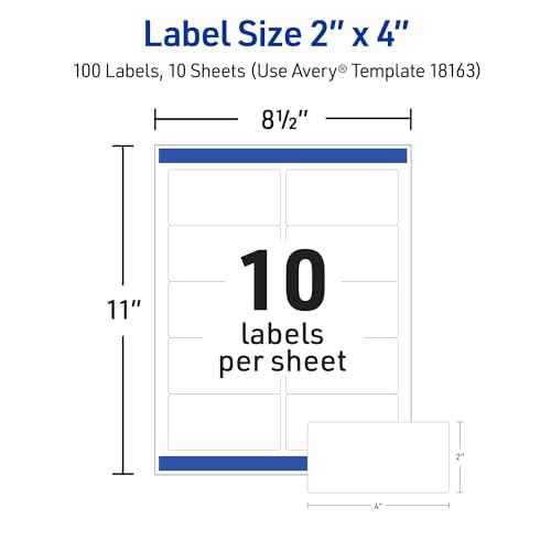 Avery Printable Shipping Labels with Sure Feed, 2" x 4" Customizable Stickers, White, 500 Blank Mailing Labels, Great for Mailing, Shipping, and More (5-Pack of 18163)