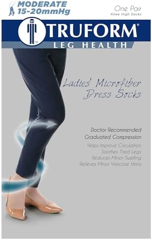 Truform Women's 15-20 mmHg Medical Compression Socks, Moderate Support Soft Stretch Comfort Microfiber, Knee High, Closed Toe, Tan, Medium