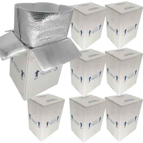 ROTCH Insulated Shipping Boxes with Liners, 8 Pack 7x6x10'', Small Cold Shipping Box Coolers for Perishable Frozen Food, White (T7610-8L-W)