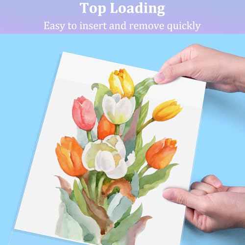 50 Pack No Holes Sheet Protectors 8.5 x 11 Inch Letter Size Page Protectors for Documents, Prints, Top Loading Heavyweight Clear View Plastic Sleeves for Papers, Artworks, Photos
