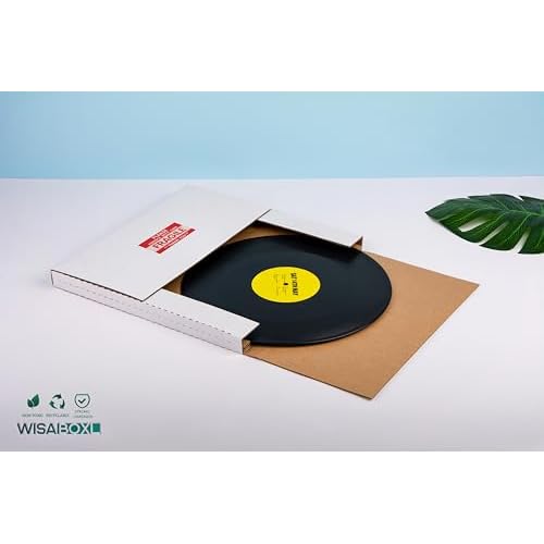 White Vinyl Record Mailers 12.8x12.8x1 inch LP Mailing Corrugated Cardboard Boxes, Easy Fold, Multi Depth Album Shipping Boxes with Fragile Stickers, 25 Pack