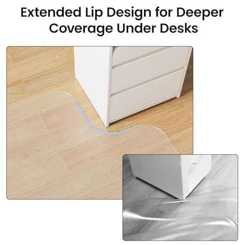 Delamu Chair Mat for Hardwood Floor, 48"¡¿60" Large Clear Office Desk Mat for Rolling Chairs, Computer Gaming Under Desk Floor Protector for Home Office