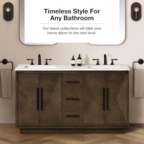 OVE Decors Hale 60 in. Double Sink Freestanding Aged Sweet Oak Bathroom Vanity with Engineered Marble Top