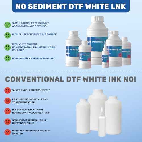 GEVANCY¢ç DTF Ink White 500ml, Upgraded Anti Sedimentation Formula Premium Transfer Ink for DTF Printer Refill Compatible with XP600 I1800 F1080 DX5 DX7 8550 and More