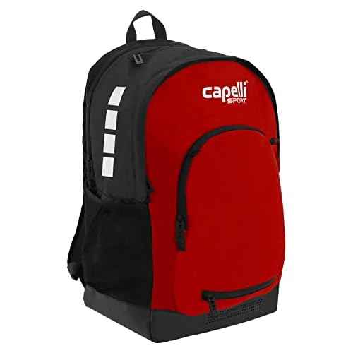 Capelli Sport 19 Inch Laptop Backpack, Gym Travel Bag with Computer Sleeve, Black/Red