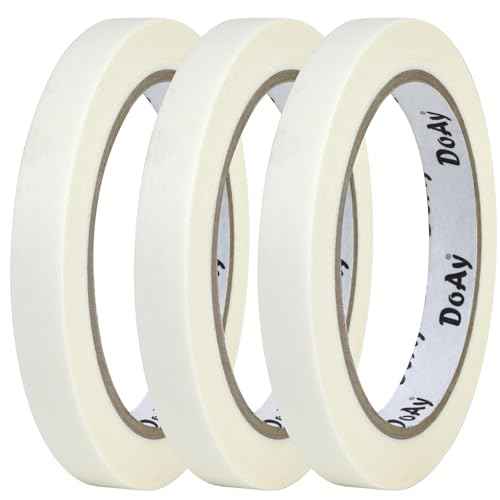 3 Pack White Masking Tape - Painters Tape 0.50 Inch Wide - Multi-Surface, Water Resistant, Indoor & Outdoor Use - 270FT Total - Artist Tape for Paint, Wall, Watercolor (#4010)