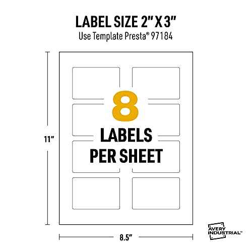 Avery UltraDuty GHS Labels, Waterproof, 2 X 3 White Rectangle Labels, 200 Total, Use with Laser Printers