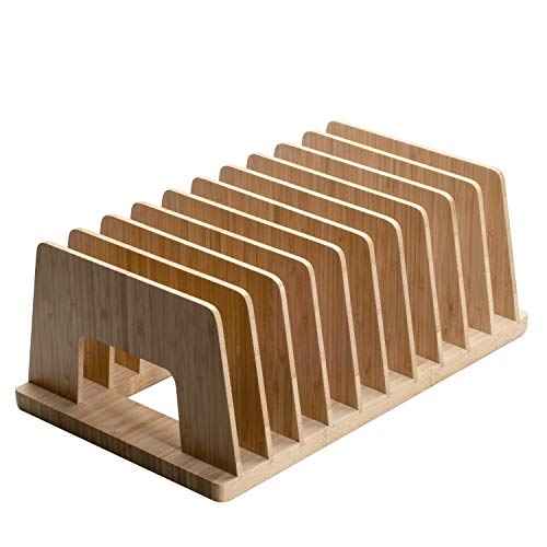 MobileVision Bamboo Desktop File Folder Organizer and Paper Tray, 10 Slots