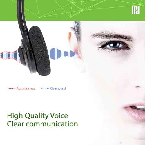 IPD Phone Headset for Office and Call Center Wired QD to RJ9, IPH-210 monaural-Compatible with Polycom VVX,Avaya,Nortel,NEC,Fanvil,Mitel landline Phones
