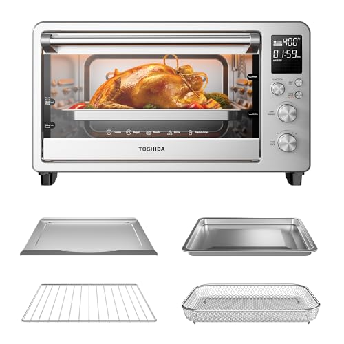 TOSHIBA ChefFry Air Fryer Toaster Oven Combo with Toast, Bake, Broil, Pizza & Dehydrate, 26.4-Quart Capacity, Stainless Steel