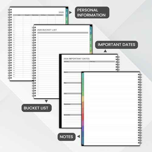 2026 Monthly Planner - 2026 Planner/Calendar, JAN 2026 - DEC 2026, Monthly Planners with Colorful Tabs, Planners for Daily Organizing - Waterproof Cover (8" x10", Notes Pages, Black)