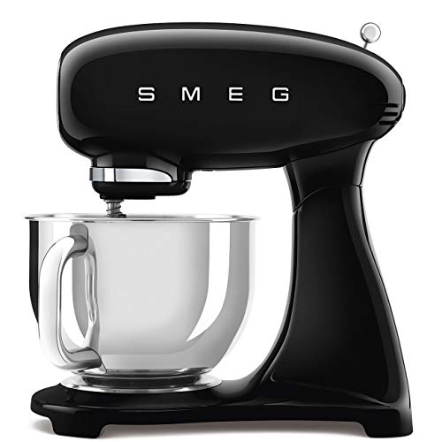 SMEG SMF03 Stand Mixer – 5 Qt Tilt-Head Mixer with Stainless Steel Bowl, 10 Speeds, Retro 50s Vintage Style – Black