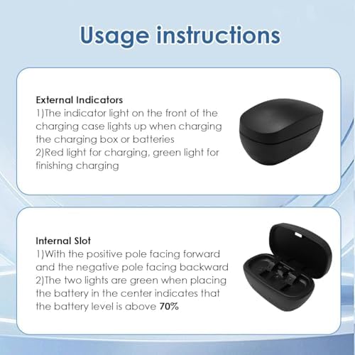 Wokyo Rechargeable 13 Hearing Aid Batteries and Battery Charger, Hearing Aid Charger Travel Case for P13 Hearing Aid Amplifiers Battery with 4 Pack 13 Rechargeable Batteries