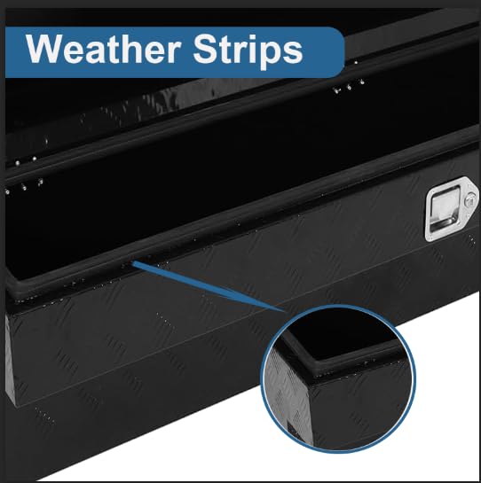 BeoneYuu Aluminum 36 Inch Side Mount Tool Box Black Pickup Truck Bed Storage with Weather Strips (Black)