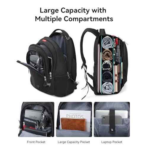 Travel Backpack Large Water Resistant Laptop Bookbag Utility Work Commuter Business Daily Laptop Backpacks carry on Computer Office Laptop Bag Fits 17.3" Laptop, Travel Essentials for Men Women