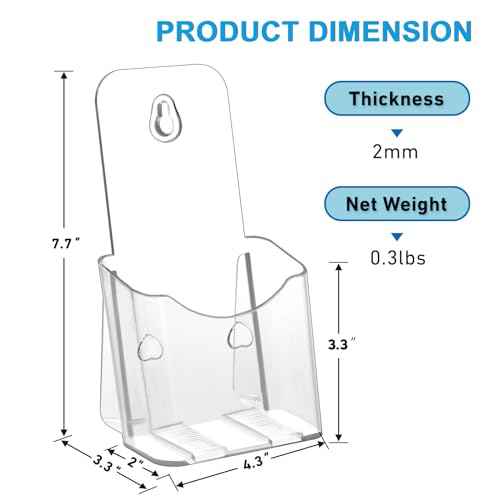 12 Pack Acrylic Brochure Holder 4x9 Inches Slant Back Design, Clear Display Stand, Plastic Table Stand Sign Holder,Pamphlet Holder Flyer Holder, Acrylic Display Stand