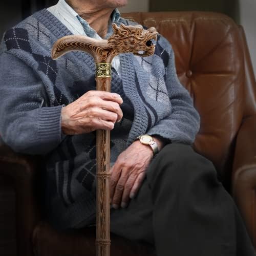 Wooden Cane, Hand Carved High-end Walking Cane for Men and Women, Lightweight Design Support Up to 500lbs Dragon Canes for Seniors, Suitable for Discerning Personal and Gift Use