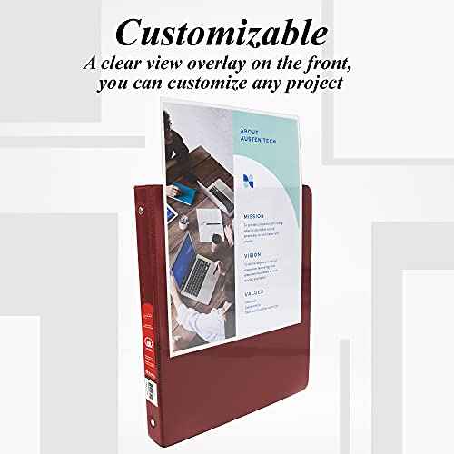 BAZIC Products 3 Ring Binder 1/2" Economy View Binders Organizer - Burgundy, Round Ring, Hold 100 Sheets Paper, for School Office Home, 12-Count