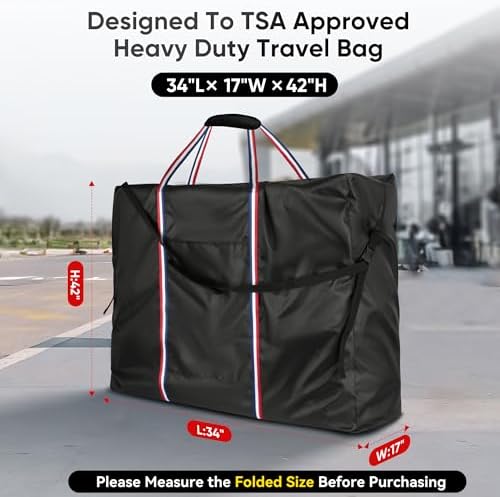 Rollator Travel Bag - Waterproof Wheelchair Bag for Folding Walker, Compact Wheelchair Transport Chair Portable Carry Case Cover for Car & Airplane TSA Traveling (34" Lx17 Wx42 H)
