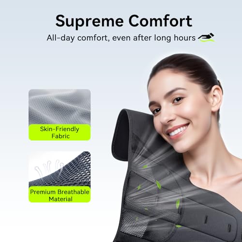 2025 New Posture Corrector for Women & Men, [Enhanced Support & Breathable Mesh] Upgraded Back Brace, Adjustable Shoulder Straightener for Neck Back Pain Relief, Scoliosis Improvement(Black Purple, L)