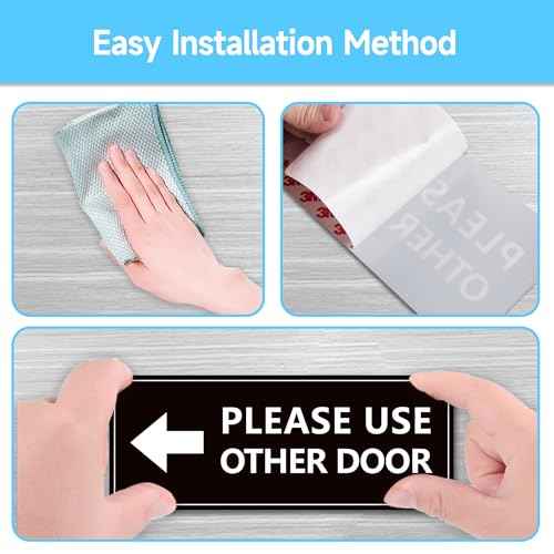 2Pack Use Other Door Sign£¬Self-Adhesive Weatherproof Vinyl Please Use Other Door Sticker, Left Right Arrow Entrance Sticker Sign for Home,Office, Business, School, Store, Restaurant