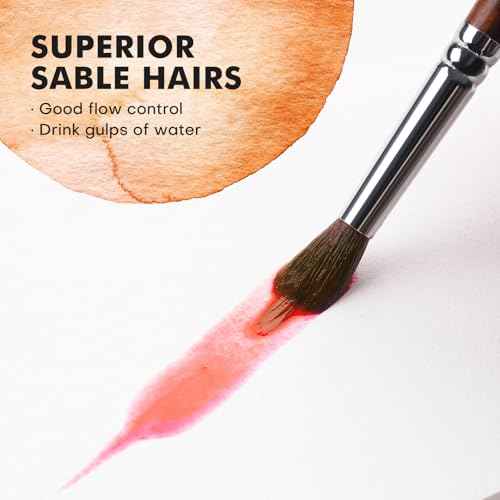 Watercolor Brushes Professional, Fuumuui 4Pcs Extended Needle Point Brushes Synthetic Extra Long Pinhead Brush with Sable Body for Fine Detailing - Watercolor Acrylic Gouache Inks Painting