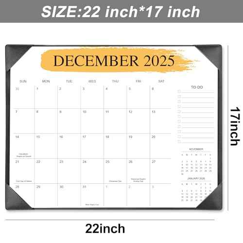 2026 Desk Calendar ? 18-Month Desktop Calendar from July 2025 to December 2026, for Office, School & Home Use ? Large Teacher Desk Calendar 22x17 (Black)