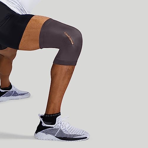 Tommie Copper Infrared Compression Knee Sleeve, Self Warming Knee Compression, Muscle Support & Stability, Slate Grey, 2XL