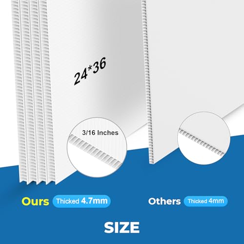 24¡¿36¡¯¡¯ White Poster Board, 3/16 Inches Thick Corrugated Plastic Board, Large Blank Board for Sign, School Projects,Craft,Art, 6 Pack