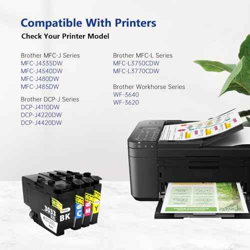 4-Pack LC3033XXL LC3033 XXL High-Yield Ink Cartridges Replacement for Brother LC3033XXL LC3033 XXL Compatible with MFC-J995DW J805DW J815DW Printers (Black Cyan Magenta Yellow)
