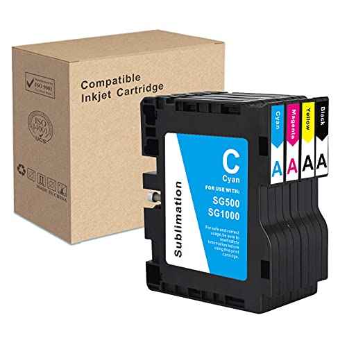 INK+ SG500 SG1000 Version A Sublimation Cartridge Compatible for Sawgrass Virtuoso SG500 SG1000 Printer (1 Black, 1 Cyan, 1 Magenta, 1 Yellow, 4-Pack) Version A