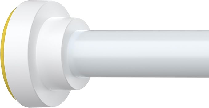 Thestoa Shower Curtain Rod Adjustable 43-92 inch, 1"Diameter Spring Tension Curtain Rod No Drill, Anti-Rust Non-Slip Shower Rod, White Shower Curtain Rod for Bathroom Tension