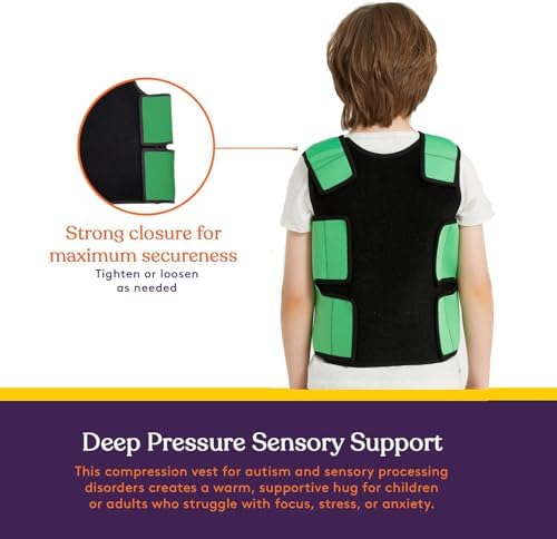 Generic Sensory Compression Vest for Kids Sensory Processing Disorder Vest Deep Pressure Comfort for Autism, Hyperactivity, Mood Processing Disorders, Breathable, Form-Fitting, Kids