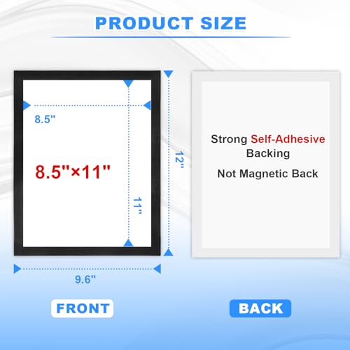 Magnetic Sign Holder & Picture Frame 8.5 x 11 - Self-Adhesive Magnetic Frames with Strong Magnet Border, Clear PVC Document/Poster/Paper Wall Mount Holder for Home Office Store, 50 Pack