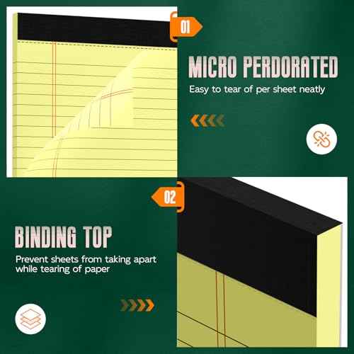 Yellow Legal Pads 8.5 x 14 Note Pads, 6 Pack 8.5 x 14 Notepads, Wide Ruled Lined Paper, Micro Perforated Writing Paper, 30 Sheets Per Notepad for Work/School/Office
