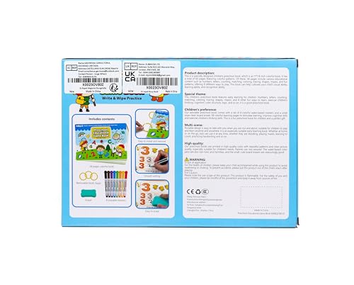 Dr.Rapeti Preschool Learning Activities Educational Workbook Busy Book 58 Pages Prek Montessori Handwriting Practice Activity Tracing Toy Early Learning Toy for Kids Toddlers for 3 years+