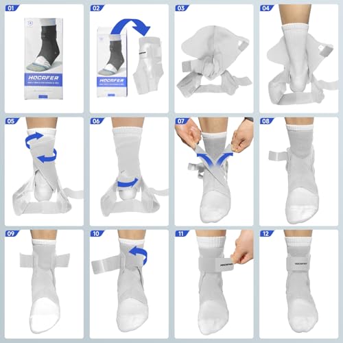 Right Ankle Brace for Women & Men - Ankle Support Sprained Ankle Brace for Achilles,Tendon,Sprain,Injury Recovery,Ankle Support Brace for Running, Basketball, Football (Grey,M,Right)
