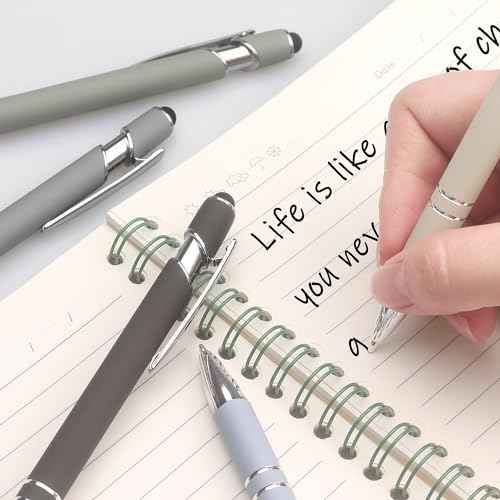Bribobo Ballpoint Pen 2-in-1 Stylus Retractable Ballpoint Pen with Stylus tip, Metal Stylus Pen for Touch Screens, 1.0 mm Black Ink (Pastel Color) 6 Pack