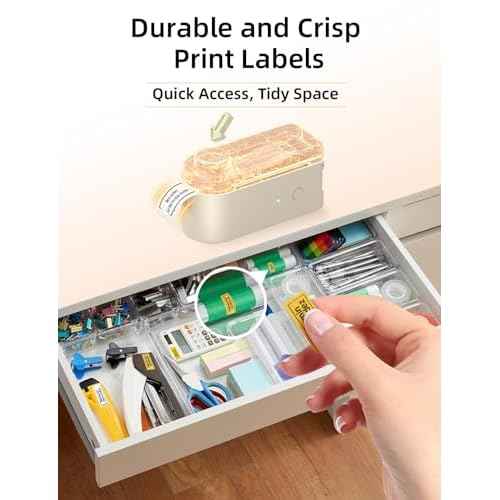 Makeid Label Maker Machine with Tape - Compatible with 9/12/16mm Waterproof Tape, Portable & Rechargeable with Built-in Cutter Wireless Label Printer Compatible with Android & iOS Devices