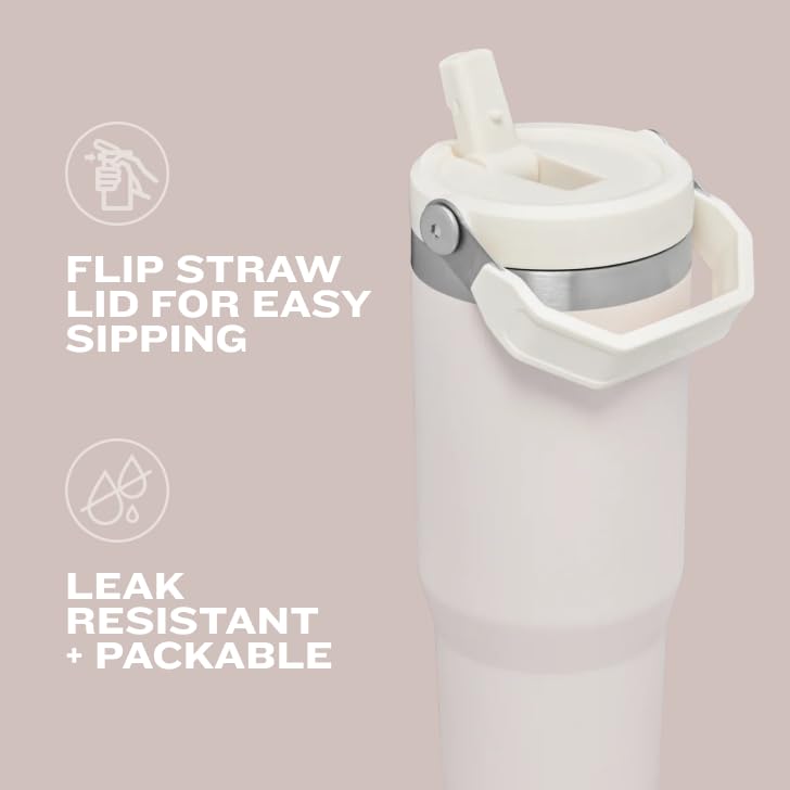 STANLEY IceFlow Flip Straw Tumbler with Handle 30 oz | Twist On Lid and Flip Up Straw | Leak Resistant Water Bottle | Insulated Stainless Steel |BPA-Free | Rose Quartz, Pack of 4