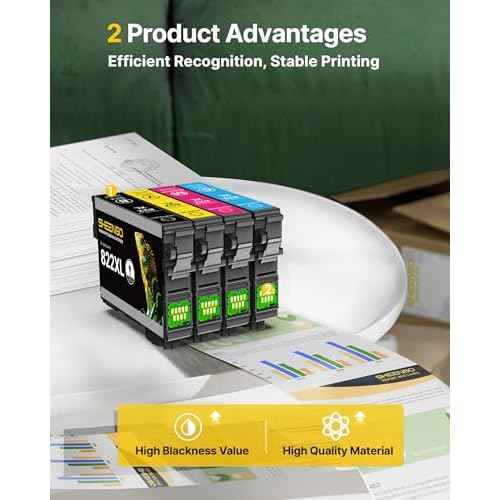 822XL Printer Ink Epson Remanufactured Replacement for Epson 822XL Ink Cartridges Combo Pack for Epson 822 822 XL T822 to use with Workforce Pro WF-3820 WF-4820 WF-4830 Printer£¨4 Pack£©