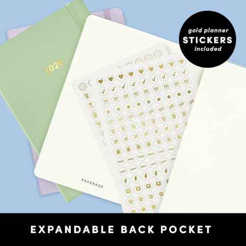 PAPERAGE 2026 Weekly & Monthly Planner, 12 Months (January 2026 - December 2026), 5.6 in x 8 in, Hardcover 2026 Planner with Weekly & Monthly Spreads, Note Pages, Stickers & Back Pocket ? Dark Green